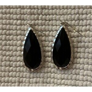 Teardrop Black Costume Faux Crystal Earrings